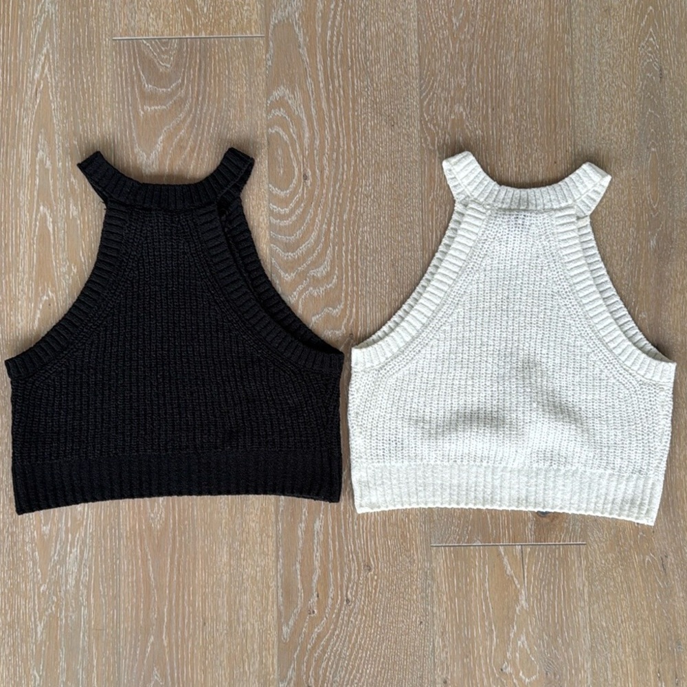 H&M Divided 1 black & 1 white sweater crop tops. Size Small. - Picture 7 of 7